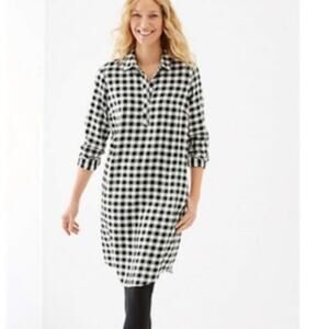 J Jill Black &  White Checkered Shirt Dress